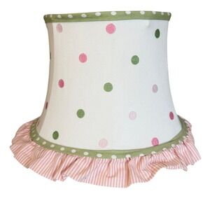 9" Tall, Cream Whimsical Polka Dot Lampshade Ruffle Trim Cottagecore, Fairycore